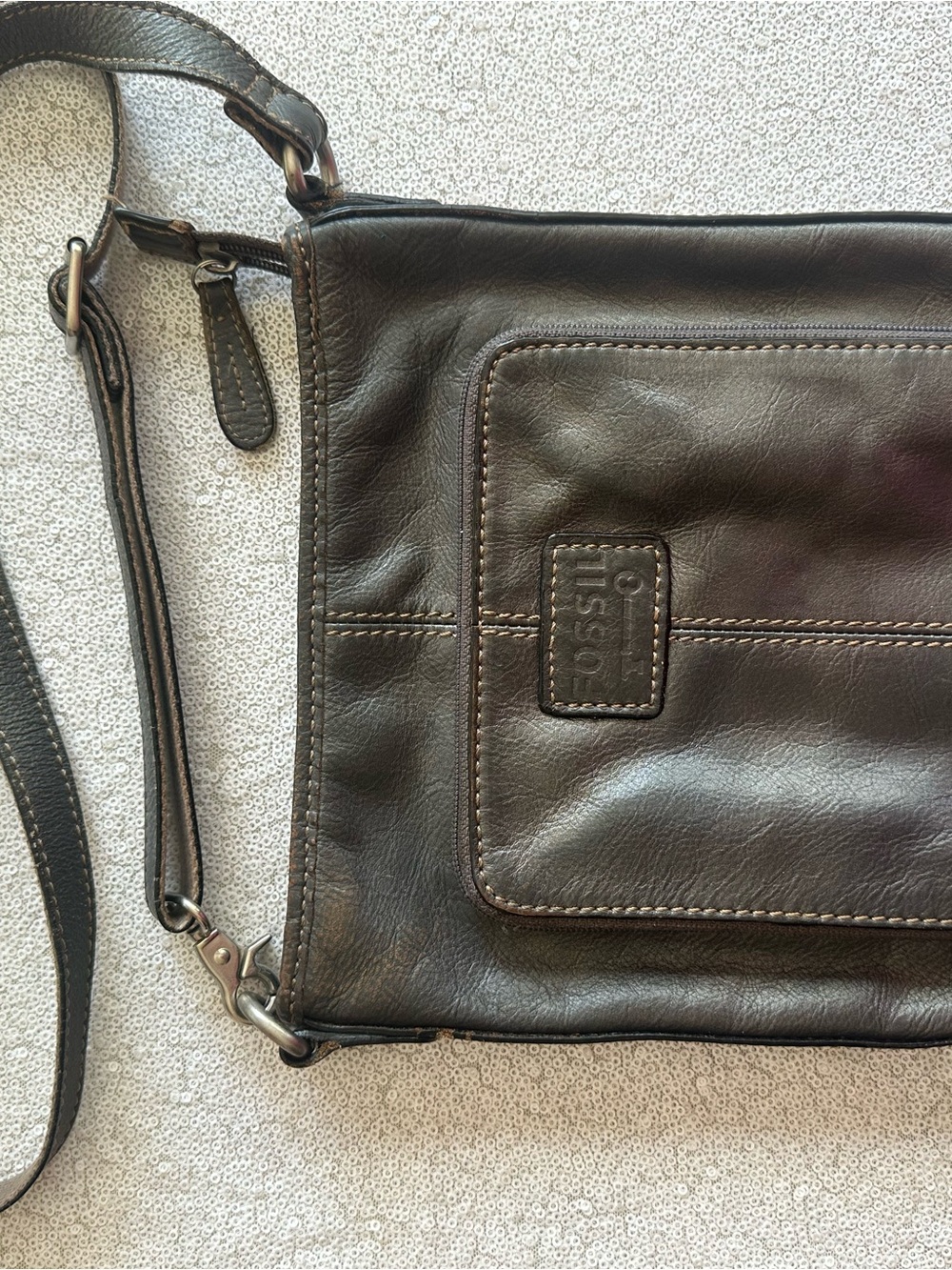 Fossil Brown Leather Crossbody Bag
